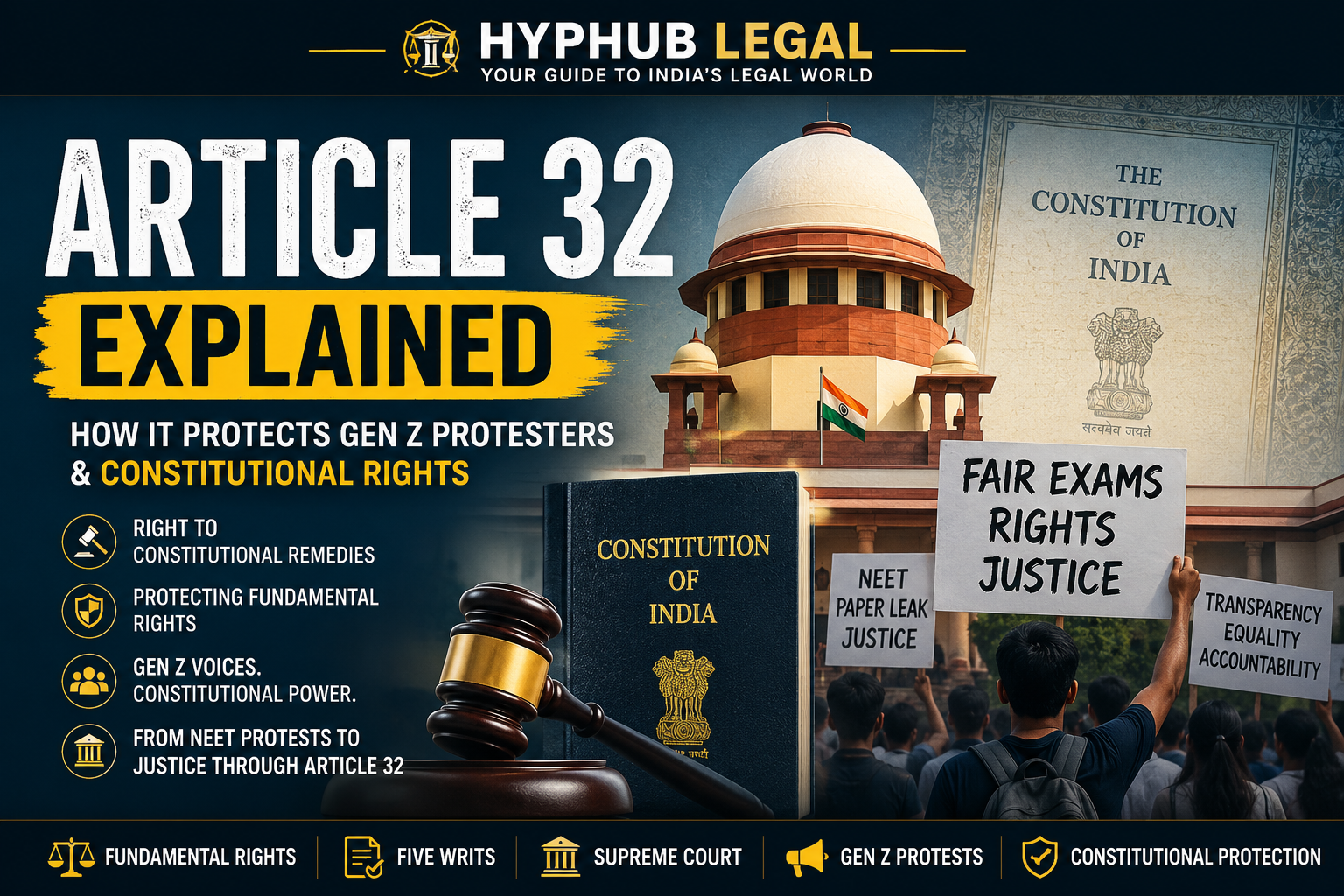Article 32 Explained: How It Protects Gen Z Protesters and India’s Constitutional Rights